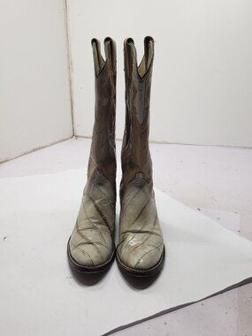 DAN POST Tan Cream Leather Cowboy Boots Women's Size 7 A Style 4238 USA